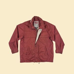90s M hooded windbreaker by Pacific Trail, vintage burgundy outdoors mens jacket